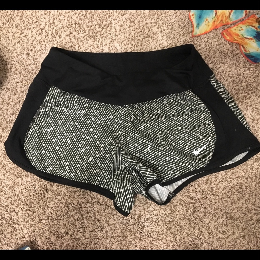 Black and white nike dri fit shorts
